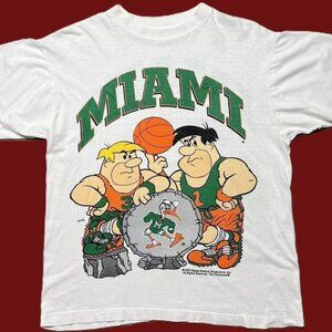 NCAA Miami Hurricanes Flintstones 90s , White T shirt Unisex tee